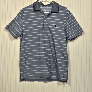 Izod Men's Polo Shirt Blue Stripe Short‎ Sleeve Size M